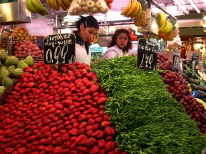 A stall at Barcelona fruit market